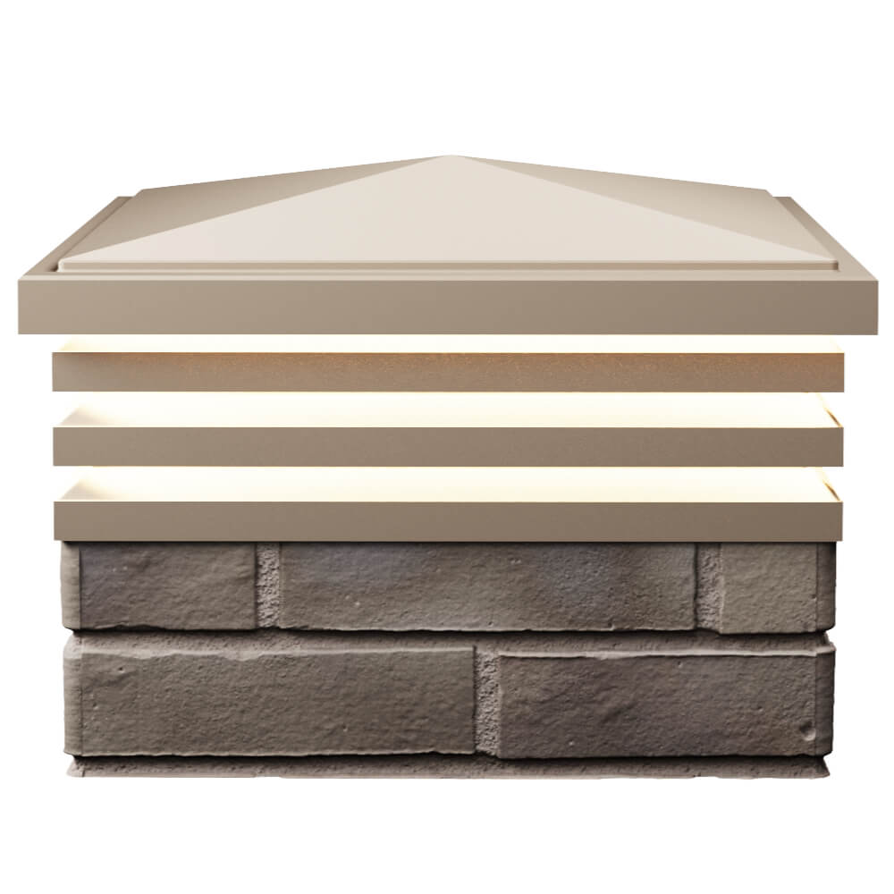 Колпак Zking Бона ХайТек Бежевый на столб 1.5х1.5 кирпича (385х385мм) с подсветкой в Мичуринске фото