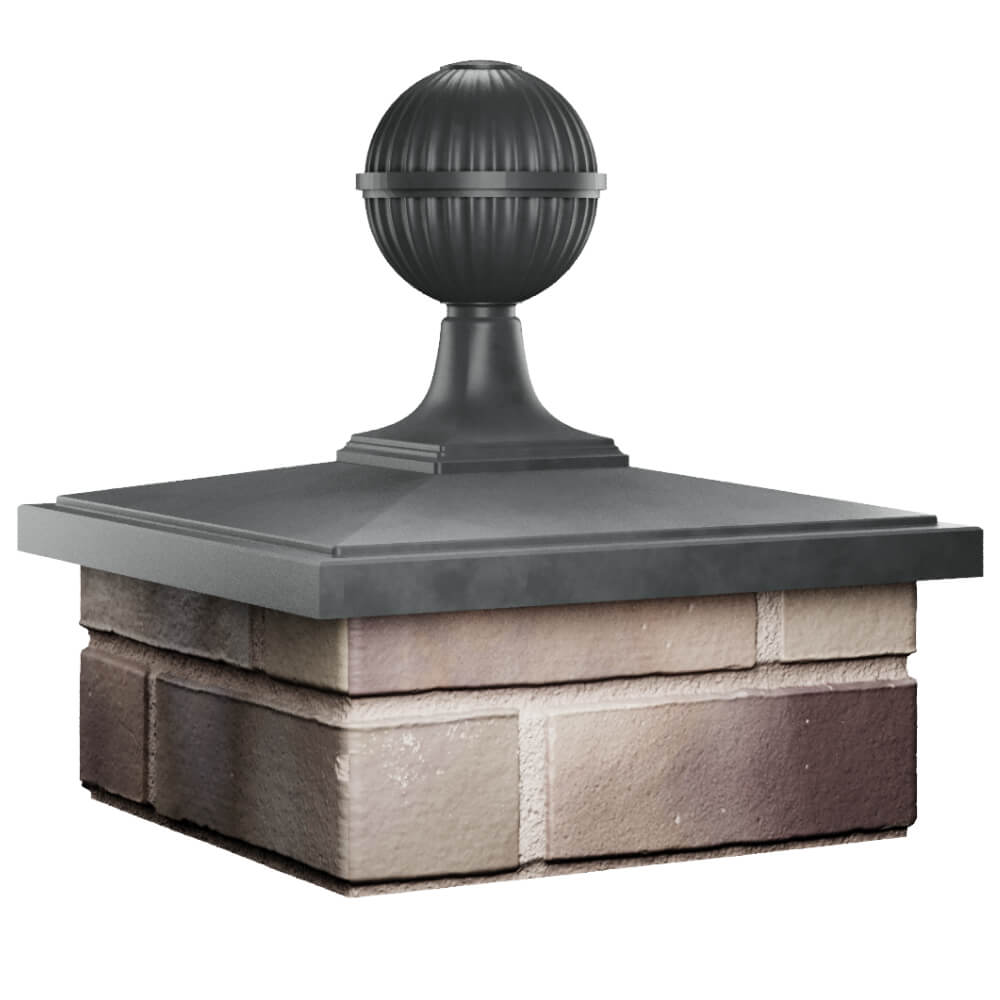 Колпак Zking БонаМоно Серый с шаром на столб 1.5х1.5 кирпича (385х385, 400х400мм) в сборе в Мичуринске фото
