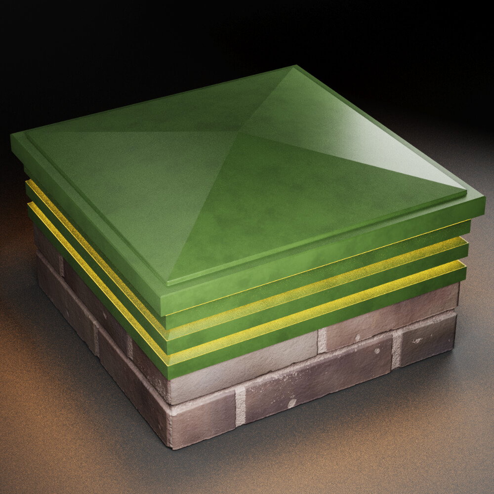 Колпак Zking Бона ХайТек Зеленый на столб 2х2 кирпича (513х513мм) с подсветкой в Мичуринске фото