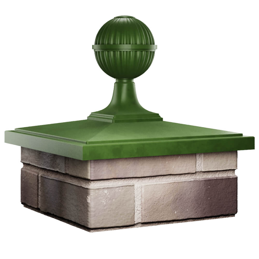 Колпак Zking БонаМоно Зеленый с шаром на столб 1.5х1.5 кирпича (385х385, 400х400мм) в сборе в Мичуринске фото
