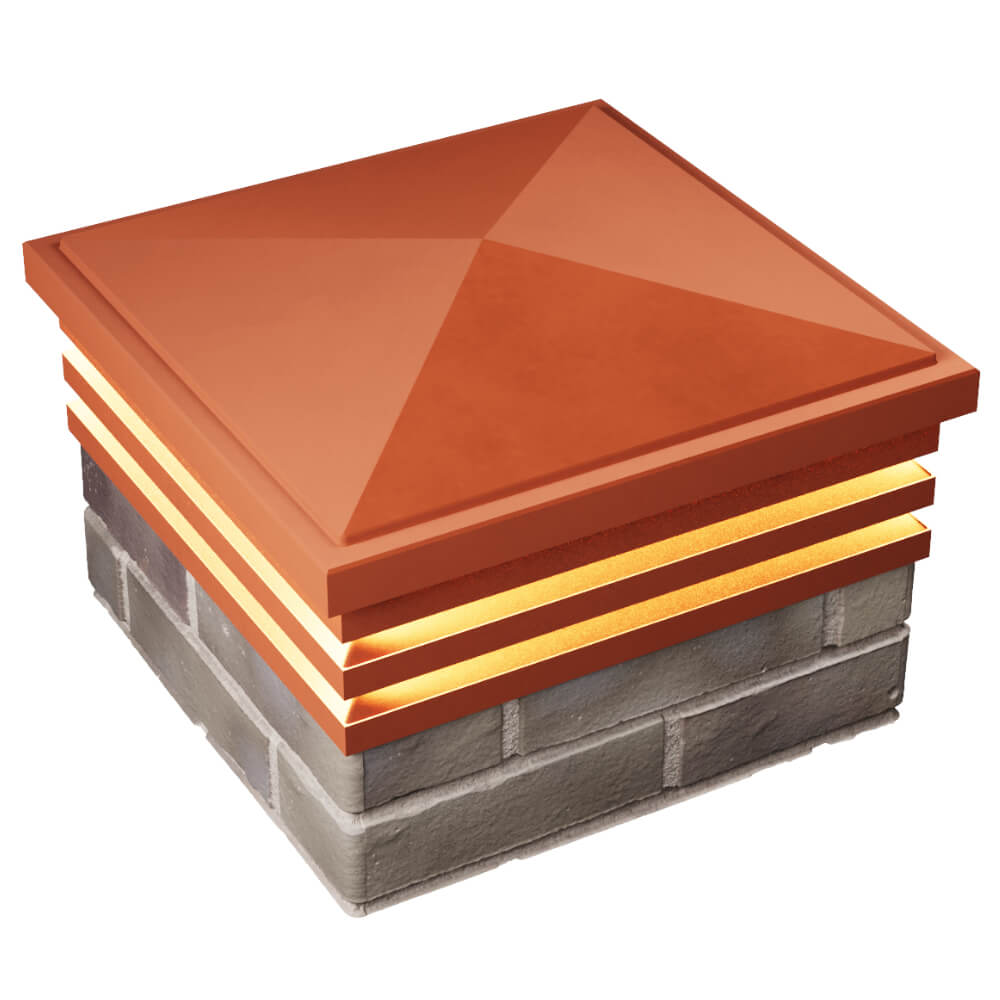 Колпак Zking Бона ХайТек Красный на столб 1.5х1.5 кирпича (385х385мм) с подсветкой в Мичуринске фото