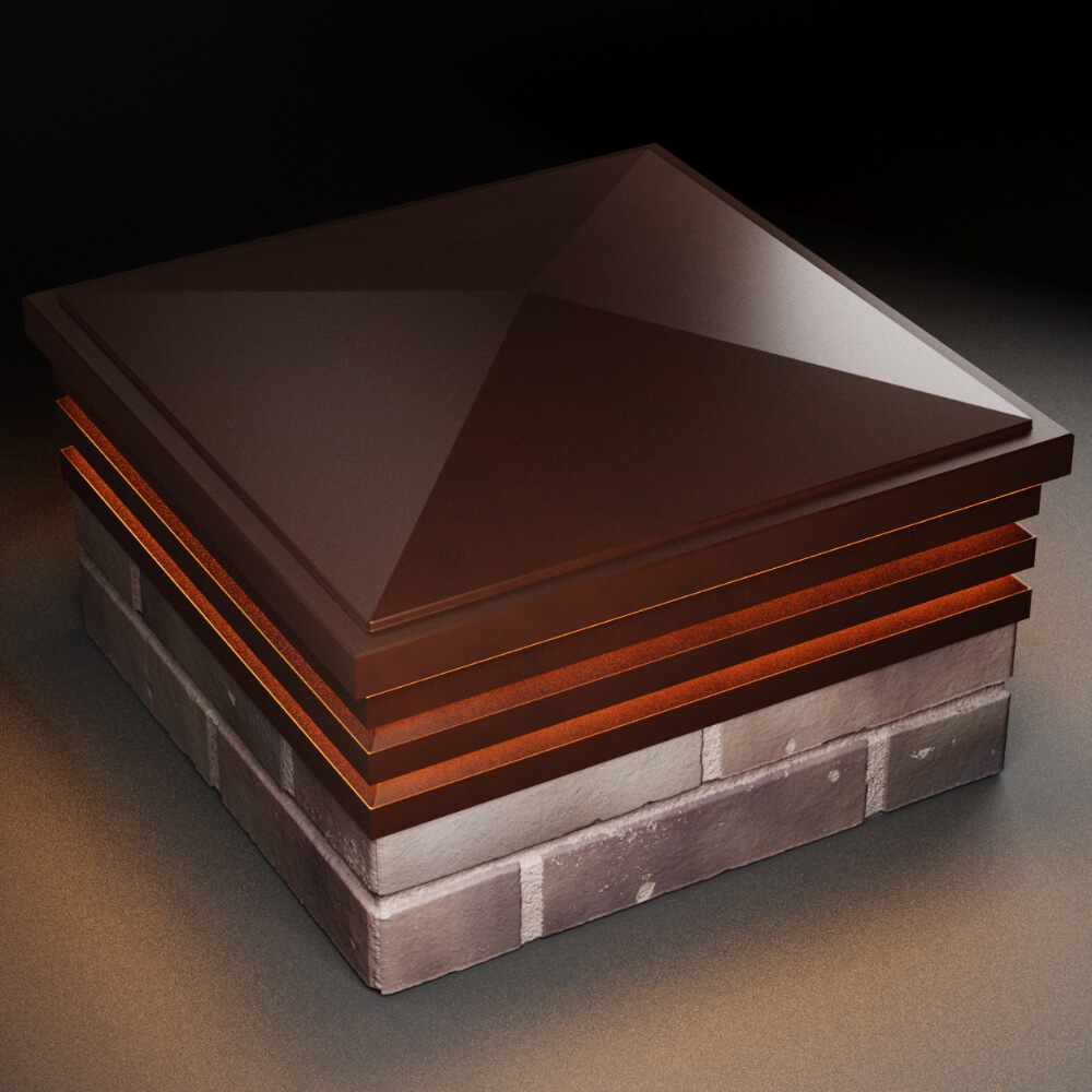 Колпак Zking Бона ХайТек Коричневый на столб 2х2 кирпича (513х513мм) с подсветкой в Мичуринске фото