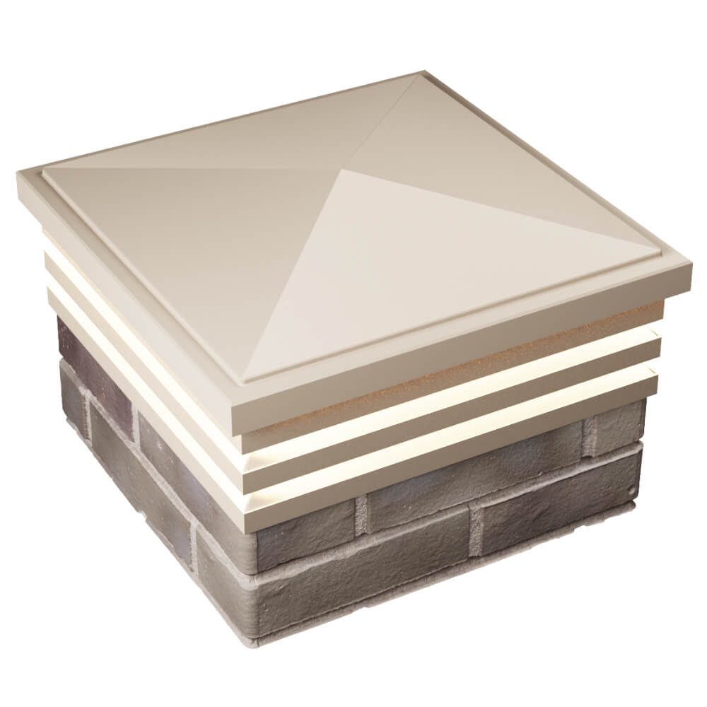 Колпак Zking Бона ХайТек Бежевый на столб 1.5х1.5 кирпича (385х385мм) с подсветкой в Мичуринске фото