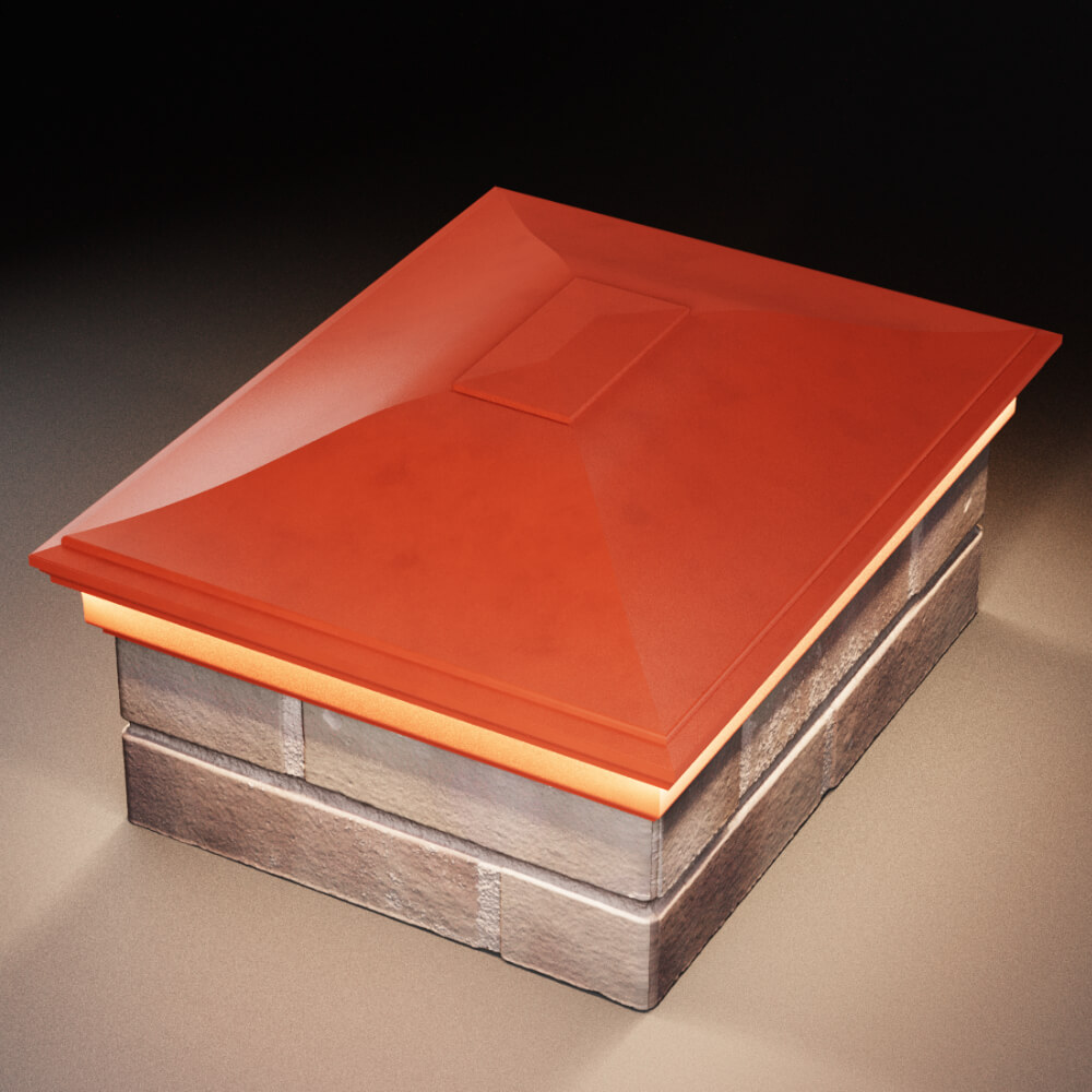 Колпак Zking Монблан Красный на столб 2х1.5 кирпича (515х385мм) c подсветкой в Мичуринске фото