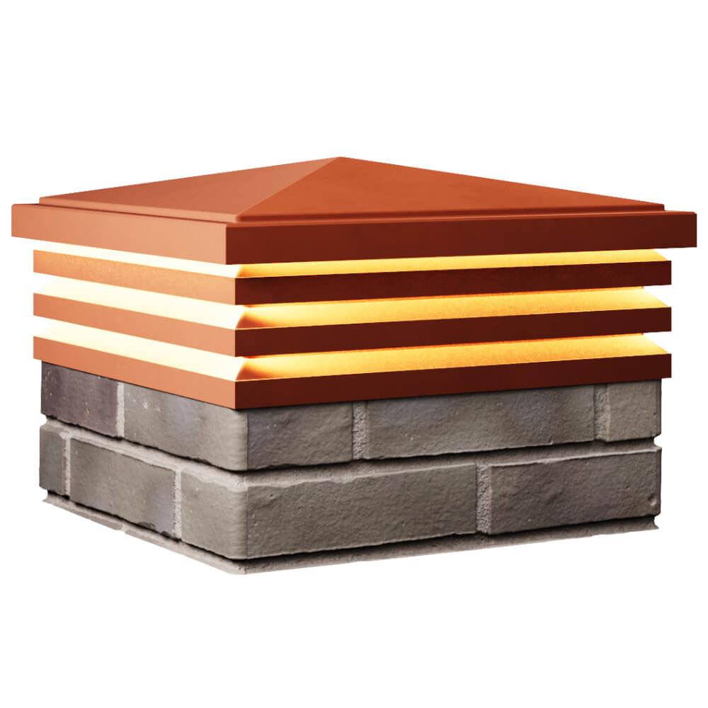 Колпак Zking Бона ХайТек Красный на столб 1.5х1.5 кирпича (385х385мм) с подсветкой в Мичуринске фото