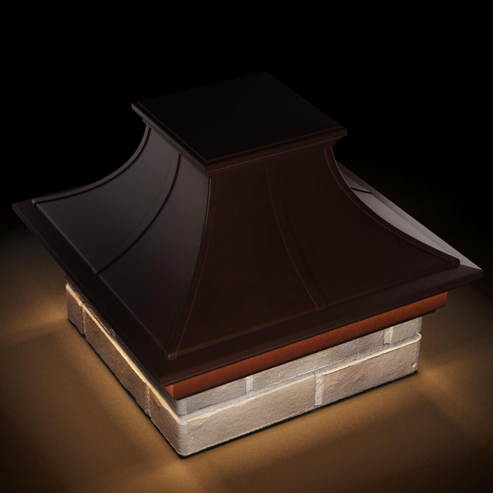 Колпак Zking Монблан Премиум Коричневый на столб 1.5х1.5 кирпича (385х385мм) с подсветкой в Мичуринске фото