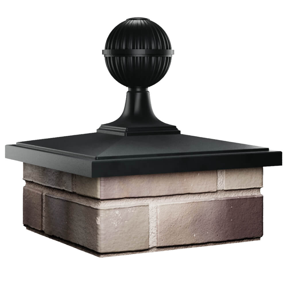 Колпак Zking БонаМоно Черный с шаром на столб 1.5х1.5 кирпича (385х385, 400х400мм) в сборе в Мичуринске фото