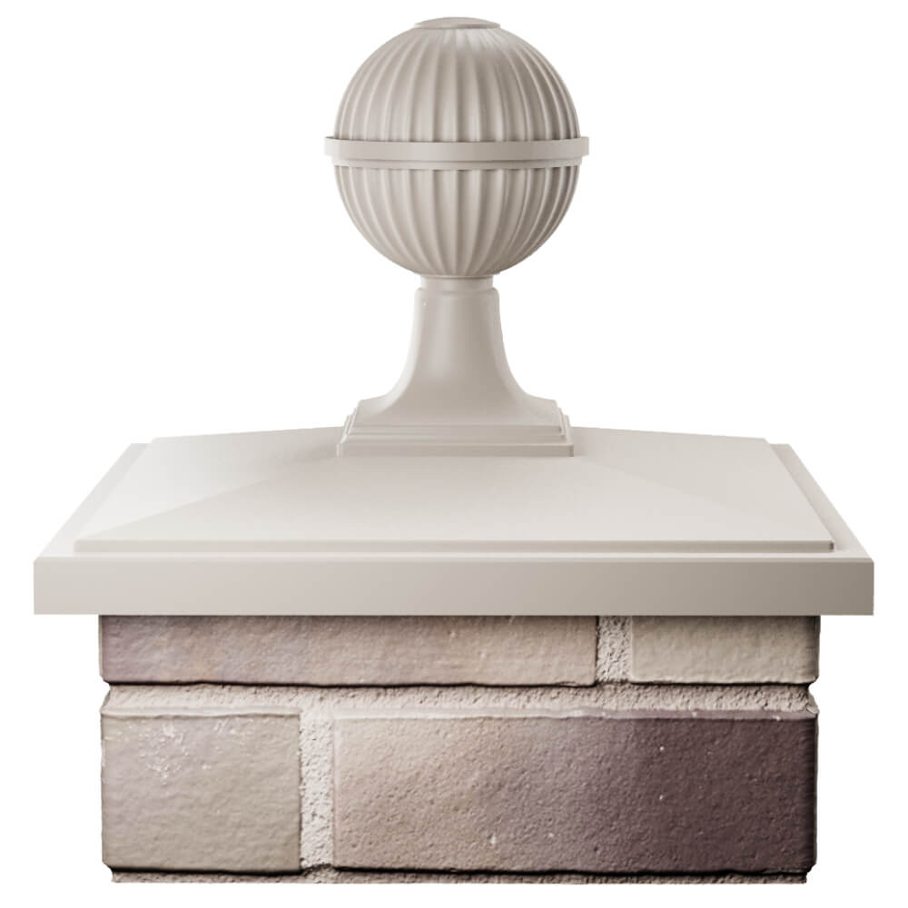 Колпак Zking БонаМоно Бежевый с шаром на столб 1.5х1.5 кирпича (385х385, 400х400мм) в сборе Мичуринск фото