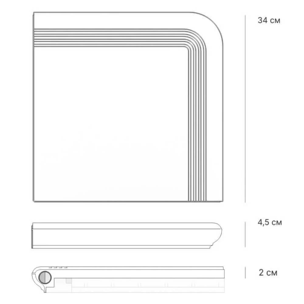 Ступень угловая Verona 340х340х20мм Черный