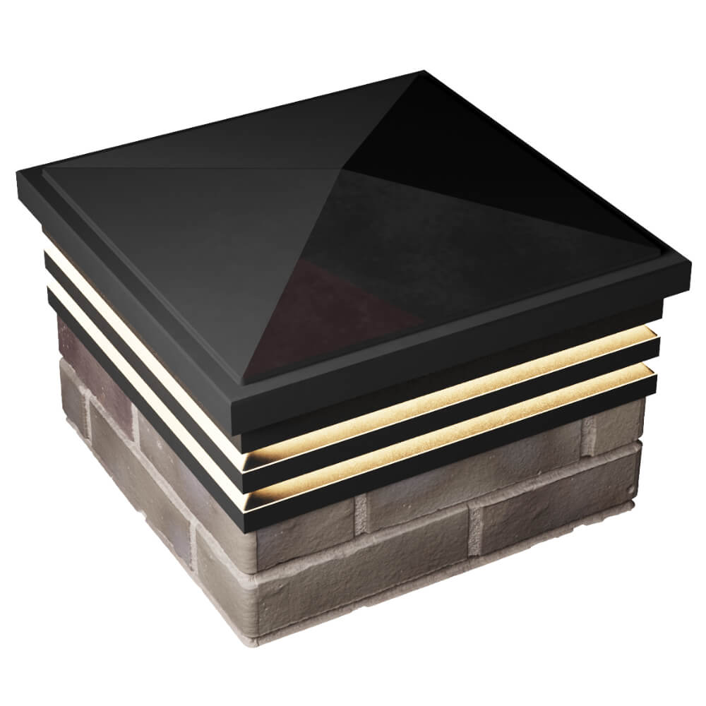 Колпак Zking Бона ХайТек Черный на столб 1.5х1.5 кирпича (385х385мм) с подсветкой в Мичуринске фото