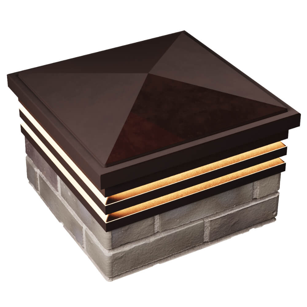 Колпак Zking Бона ХайТек Коричневый на столб 1.5х1.5 кирпича (385х385мм) с подсветкой в Мичуринске фото