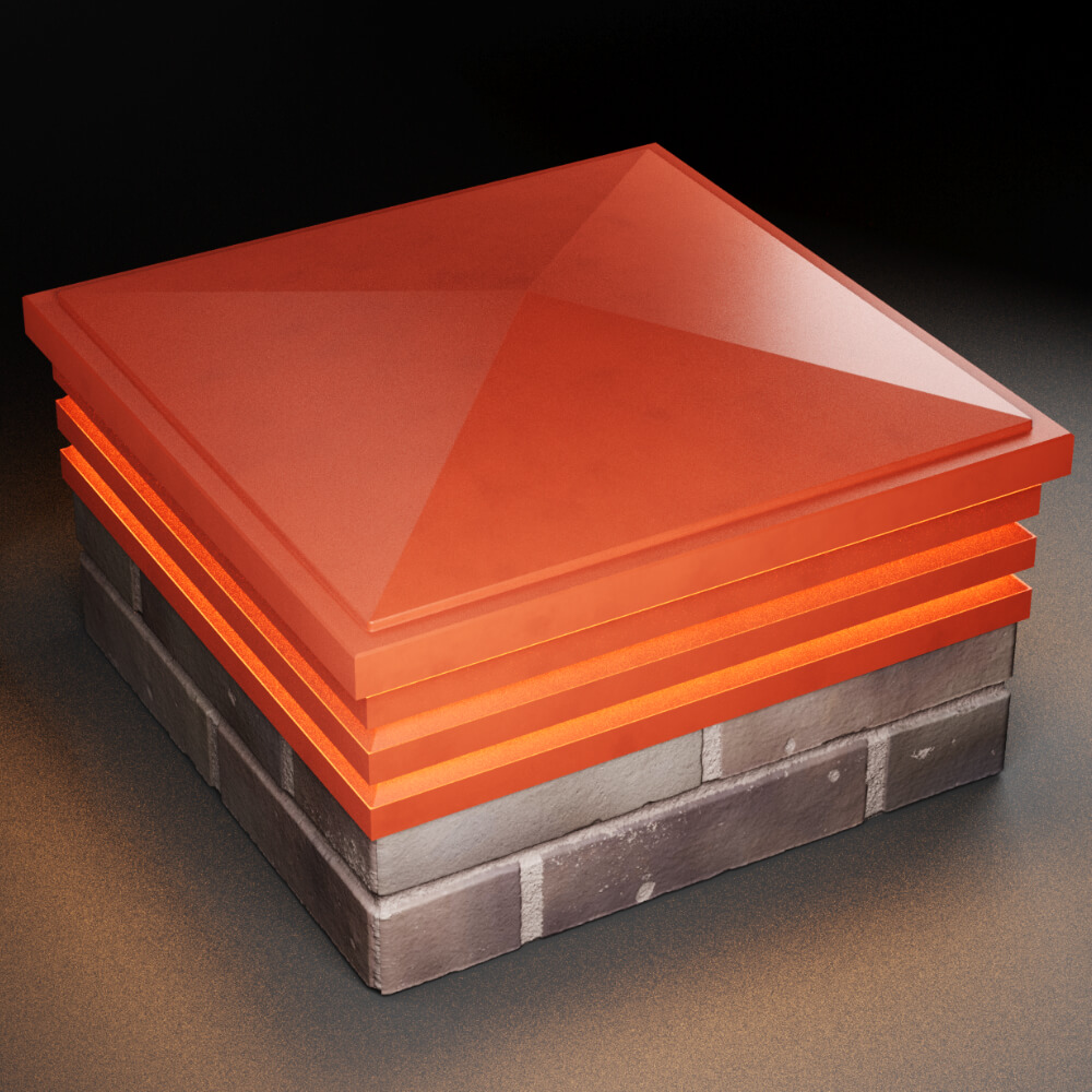 Колпак Zking Бона ХайТек Красный на столб 2х2 кирпича (513х513мм) с подсветкой в Мичуринске фото