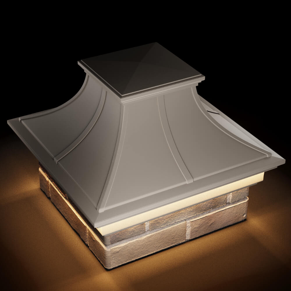 Колпак Zking Монблан Премиум Бежевый на столб 1.5х1.5 кирпича (385х385мм) с подсветкой в Мичуринске фото