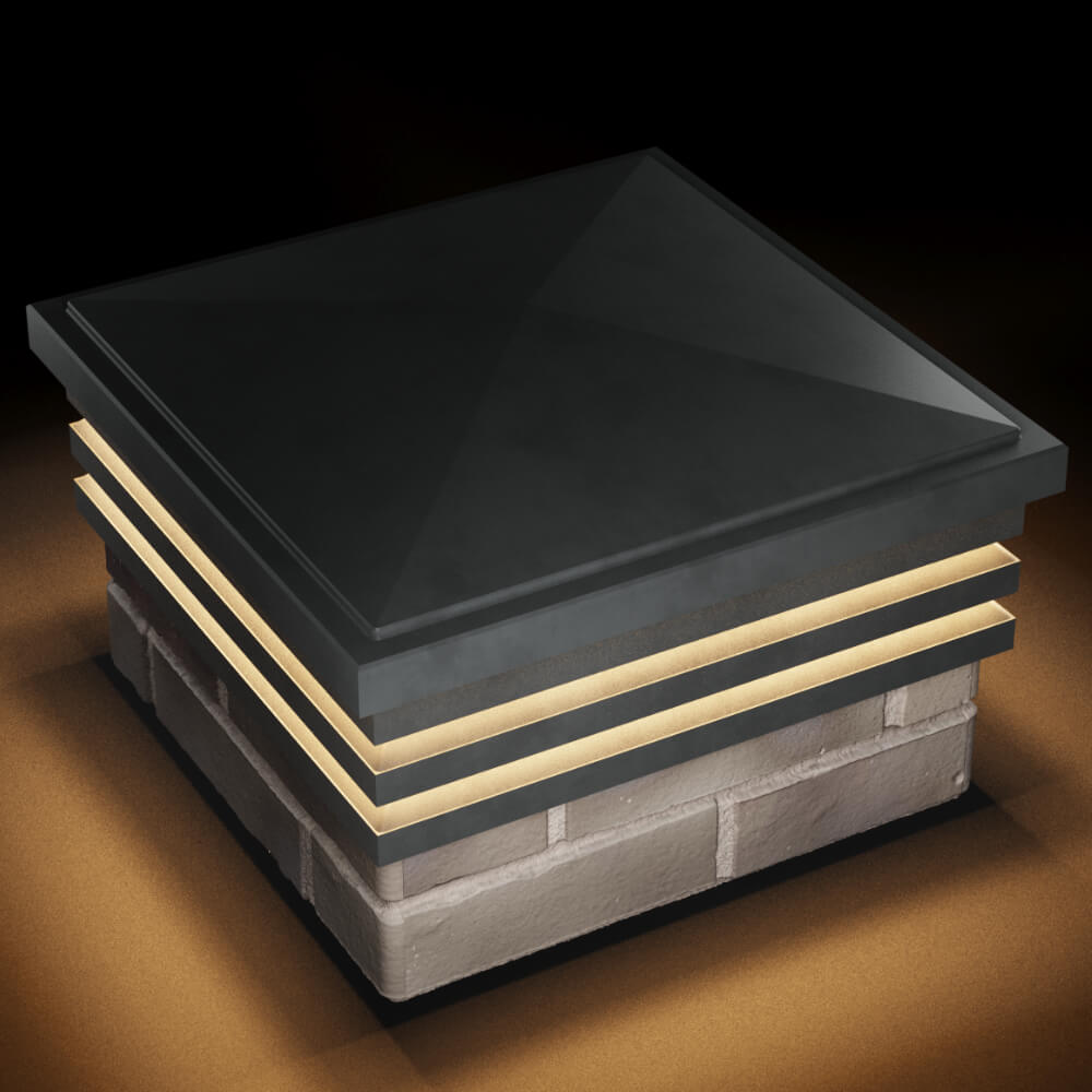 Колпак Zking Бона ХайТек Серый на столб 1.5х1.5 кирпича (385х385мм) с подсветкой в Мичуринске фото