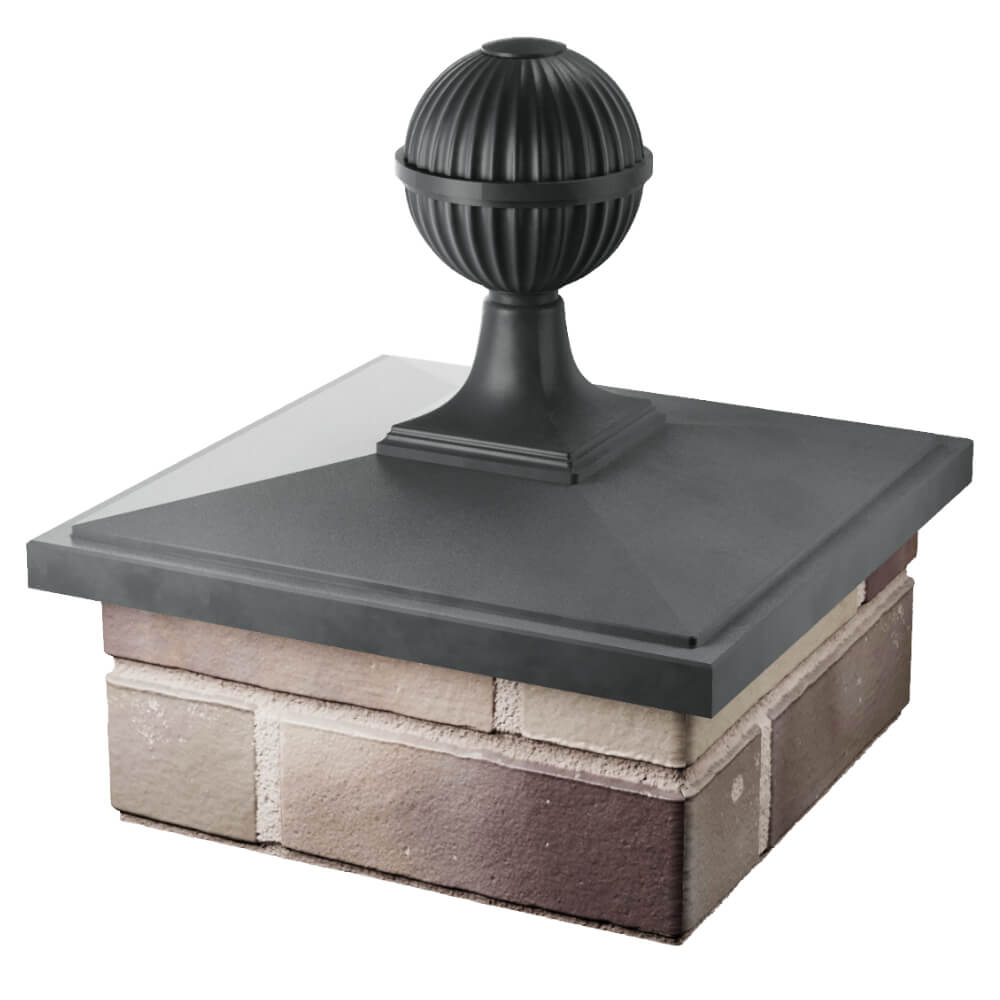 Колпак Zking БонаМоно Серый с шаром на столб 1.5х1.5 кирпича (385х385, 400х400мм) в сборе в Мичуринске фото