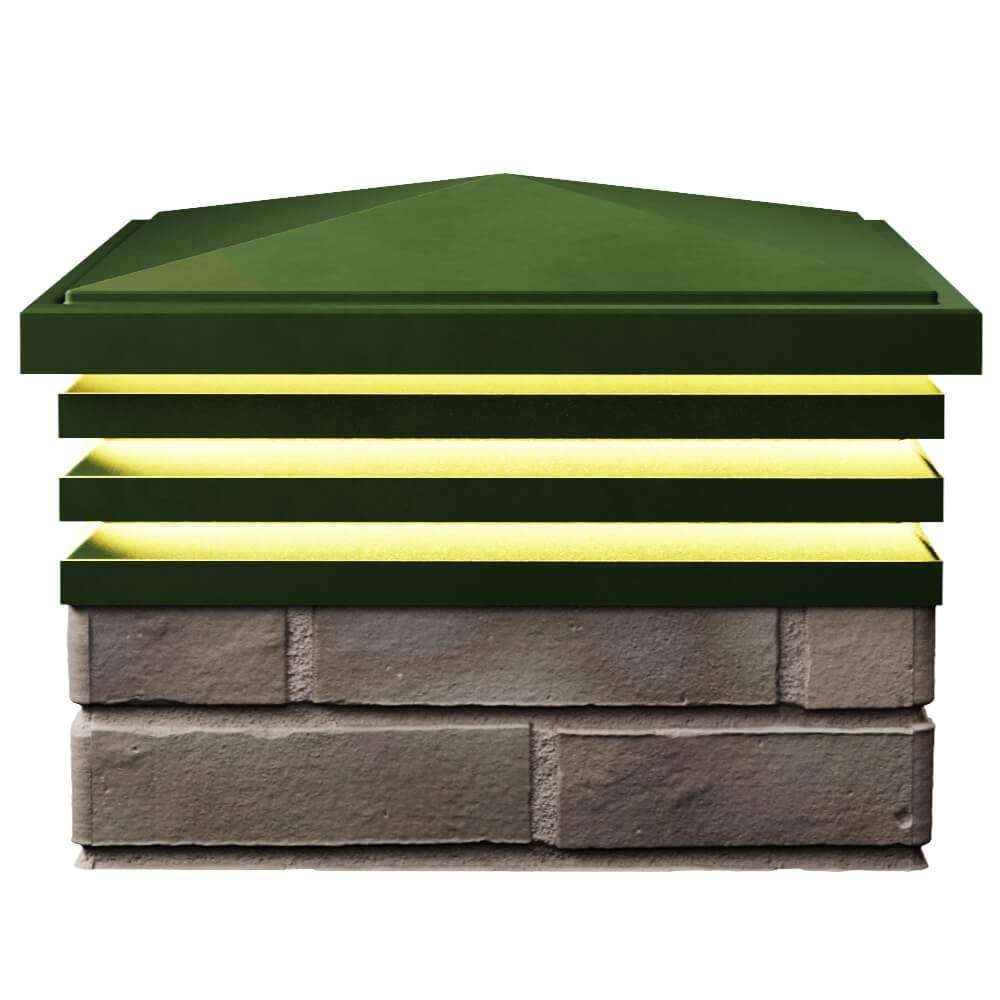 Колпак Zking Бона ХайТек Зеленый на столб 1.5х1.5 кирпича (385х385мм) с подсветкой в Мичуринске фото