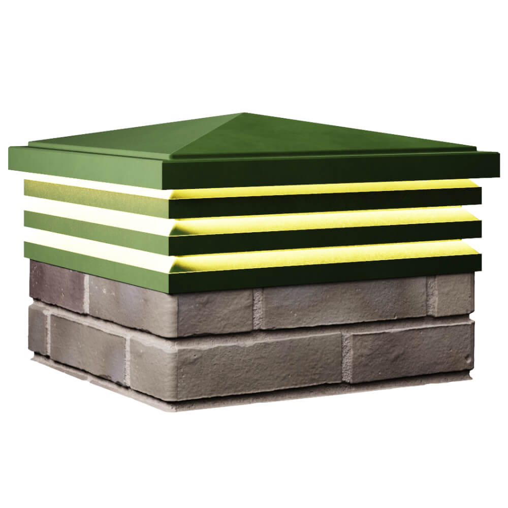 Колпак Zking Бона ХайТек Зеленый на столб 1.5х1.5 кирпича (385х385мм) с подсветкой в Мичуринске фото