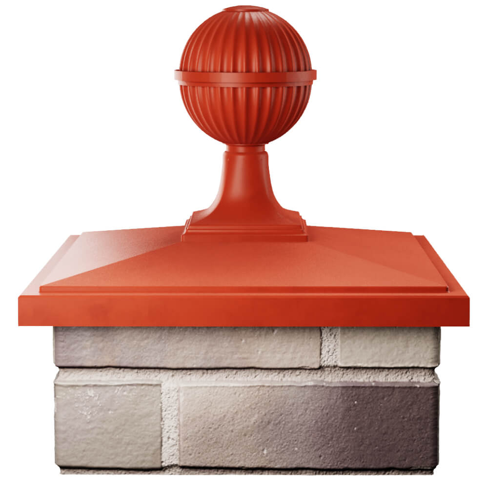 Колпак Zking БонаМоно Красный с шаром на столб 1.5х1.5 кирпича (385х385, 400х400мм) в сборе Мичуринск фото