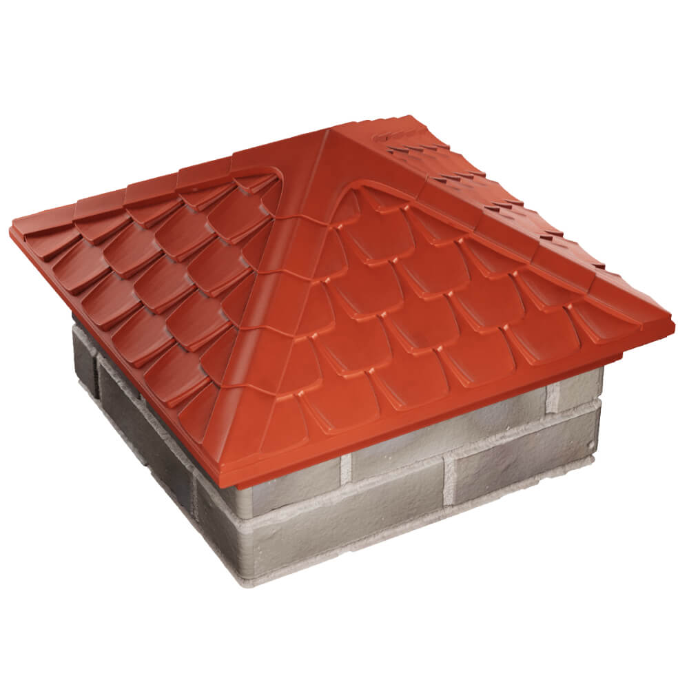 Колпак Zking Эльбрус Красный на столб 1.5х1.5 кирпича (385х385мм) в Мичуринске фото