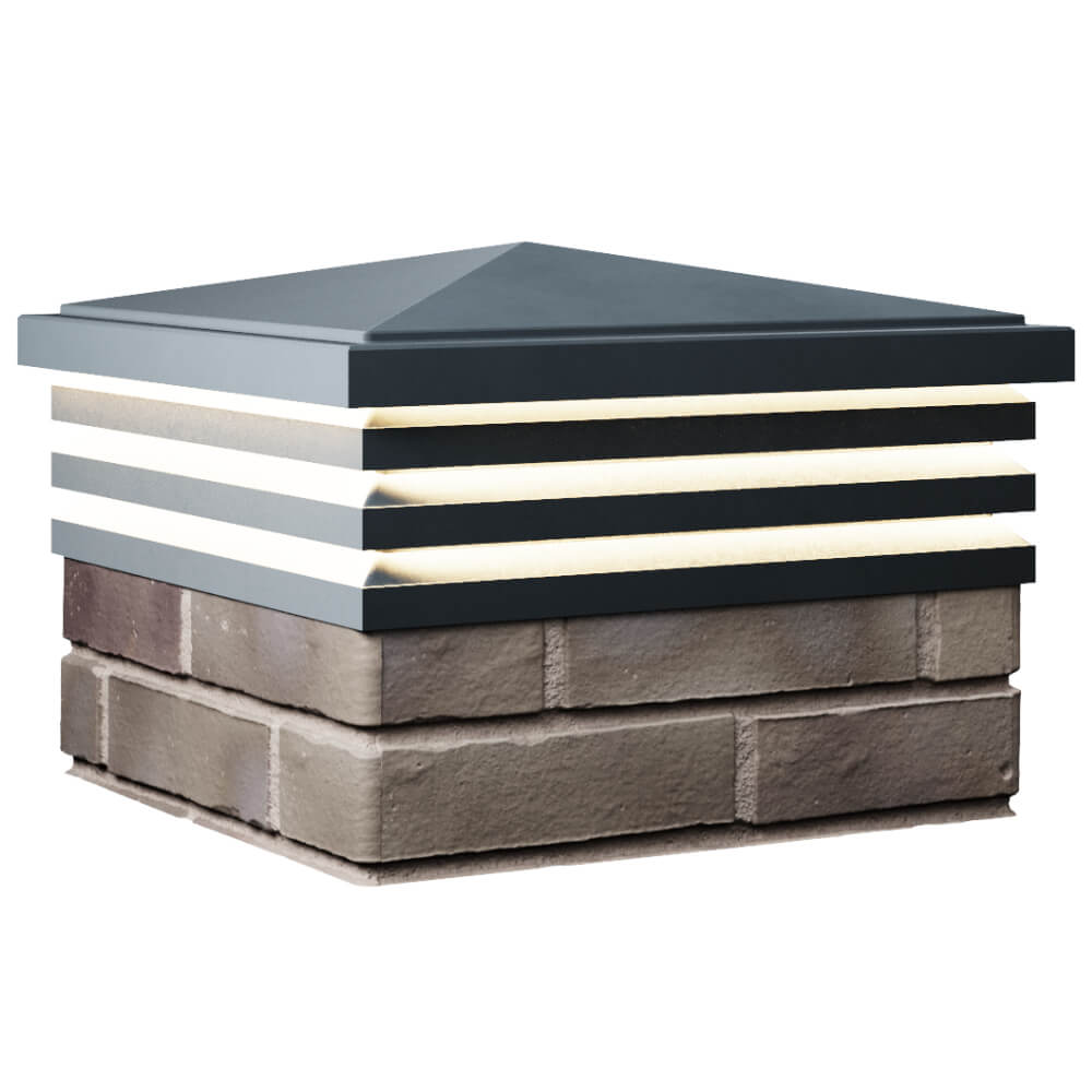 Колпак Zking Бона ХайТек Серый на столб 1.5х1.5 кирпича (385х385мм) с подсветкой в Мичуринске фото