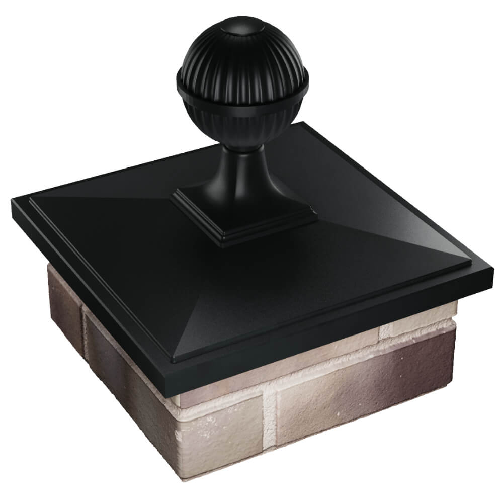 Колпак Zking БонаМоно Черный с шаром на столб 1.5х1.5 кирпича (385х385, 400х400мм) в сборе в Мичуринске фото
