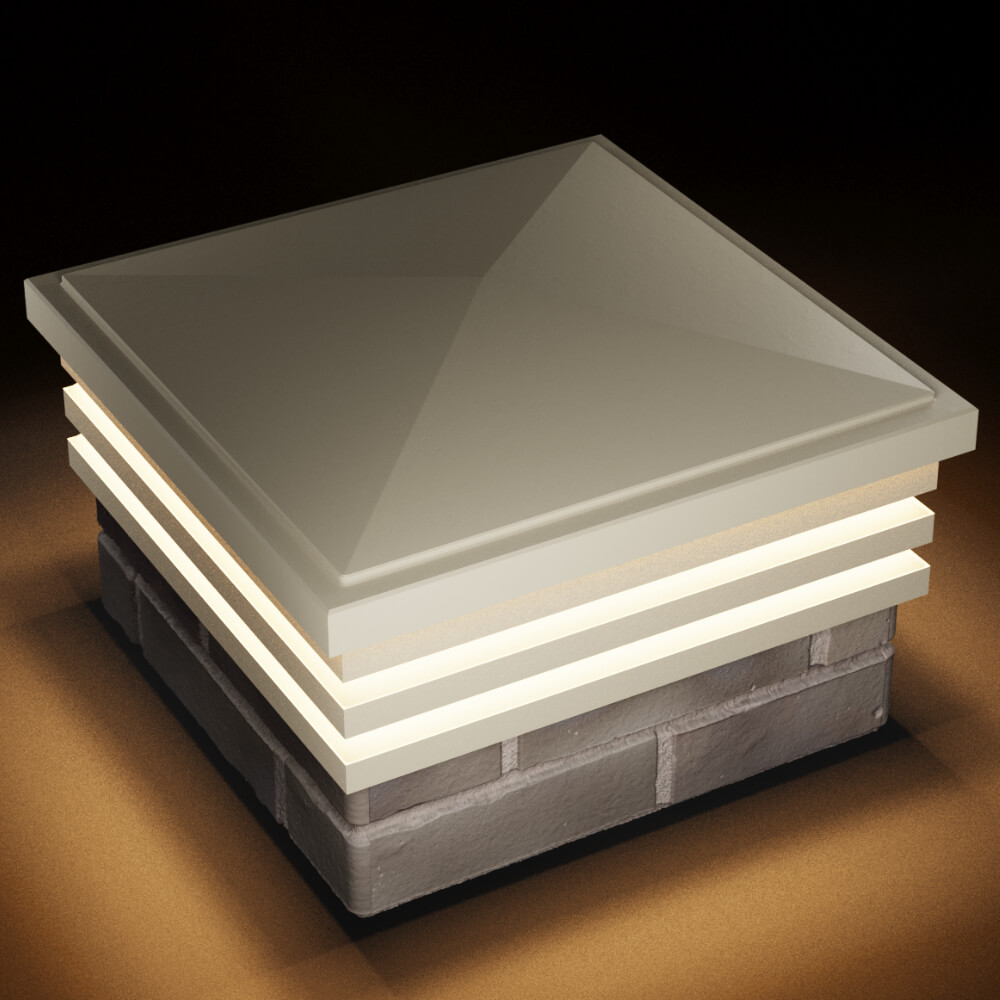 Колпак Zking Бона ХайТек Бежевый на столб 1.5х1.5 кирпича (385х385мм) с подсветкой в Мичуринске фото