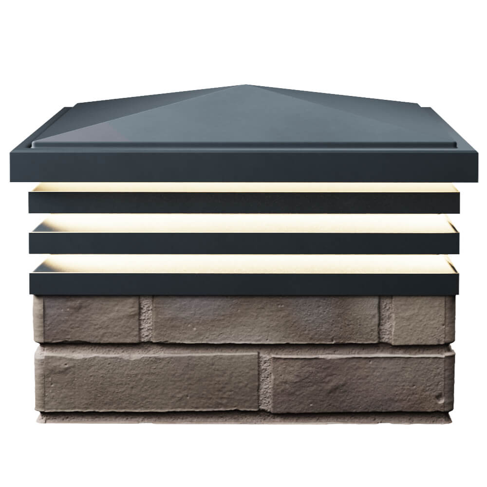 Колпак Zking Бона ХайТек Серый на столб 1.5х1.5 кирпича (385х385мм) с подсветкой в Мичуринске фото