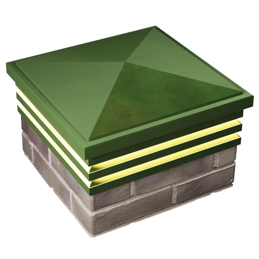 Колпак Zking Бона ХайТек Зеленый на столб 1.5х1.5 кирпича (385х385мм) с подсветкой в Мичуринске фото