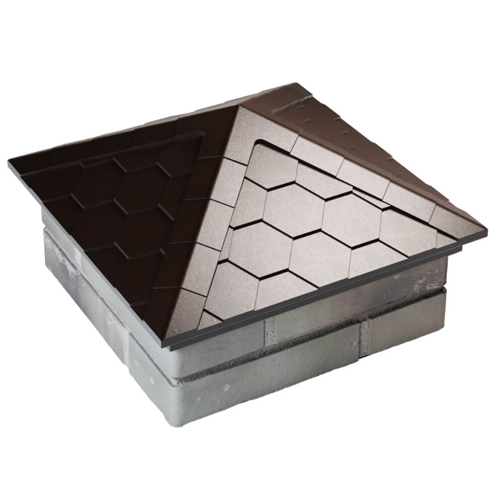 Колпак Zking Эверест Коричневый на столб 1.5х1.5 кирпича (390х390мм) в Мичуринске фото