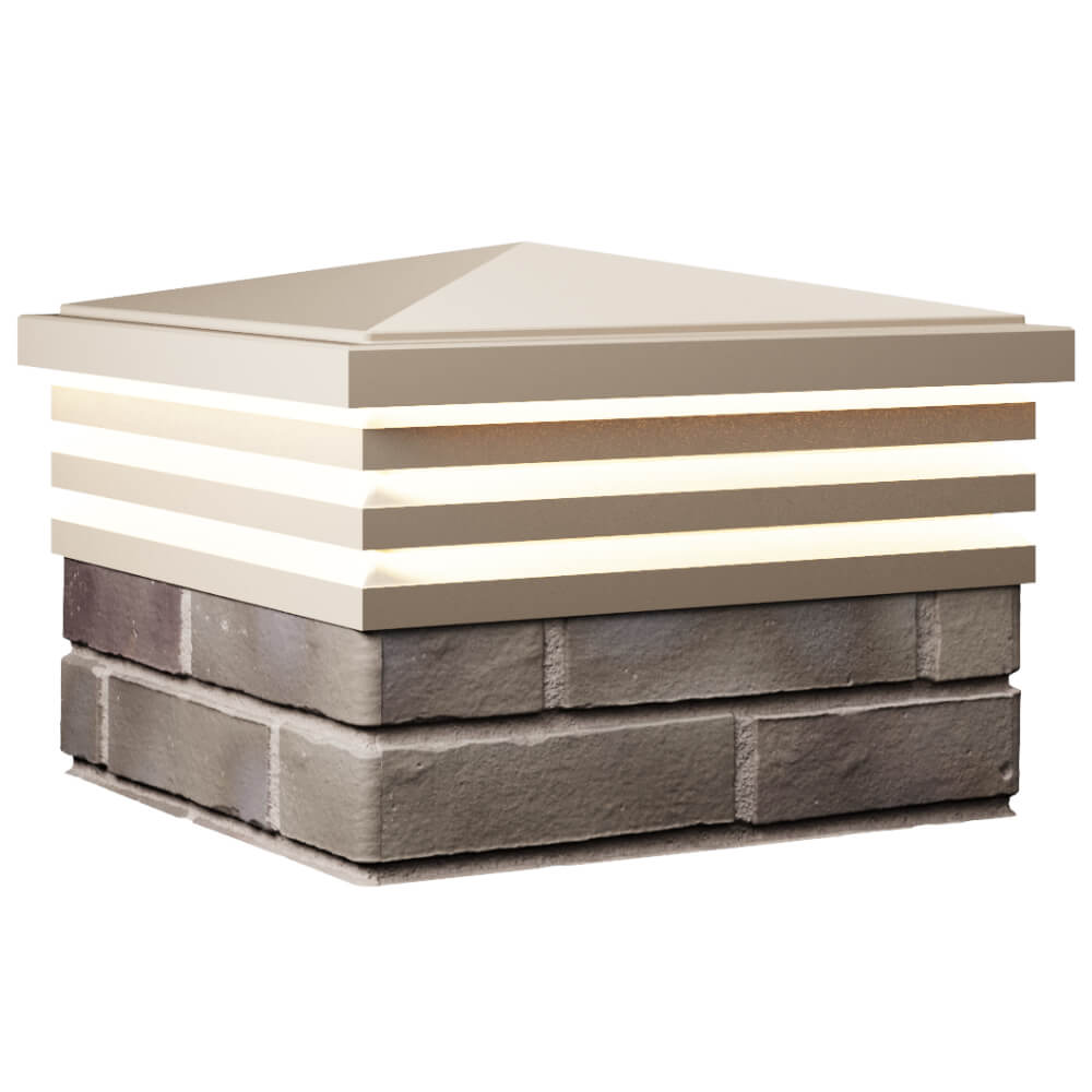 Колпак Zking Бона ХайТек Бежевый на столб 1.5х1.5 кирпича (385х385мм) с подсветкой в Мичуринске фото