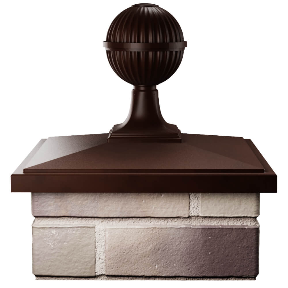 Колпак Zking БонаМоно Коричневый с шаром на столб 1.5х1.5 кирпича (385х385, 400х400мм) в сборе Мичуринск фото