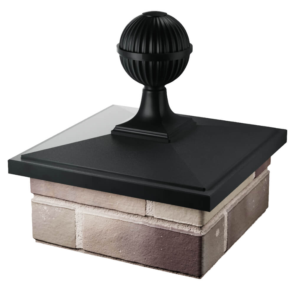 Колпак Zking БонаМоно Черный с шаром на столб 1.5х1.5 кирпича (385х385, 400х400мм) в сборе в Мичуринске фото