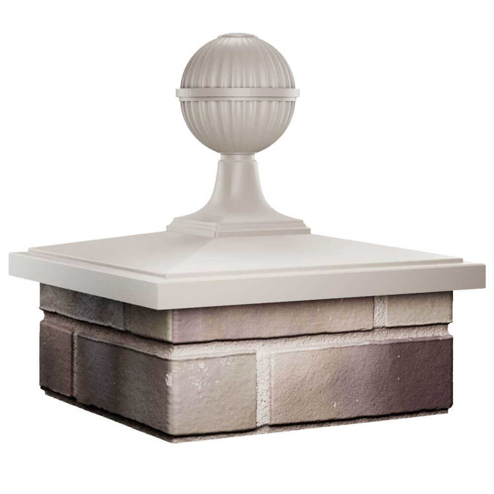 Колпак Zking БонаМоно Бежевый с шаром на столб 1.5х1.5 кирпича (385х385, 400х400мм) в сборе в Мичуринске фото