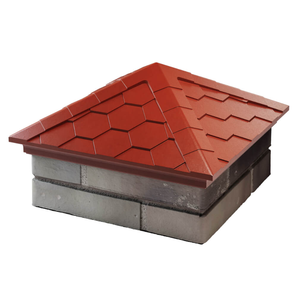 Колпак Zking Эверест Красный на столб 1.5х1.5 кирпича (390х390мм) в Мичуринске фото