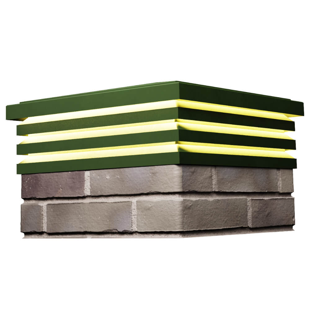 Колпак Zking Бона ХайТек Зеленый на столб 1.5х1.5 кирпича (385х385мм) с подсветкой в Мичуринске фото