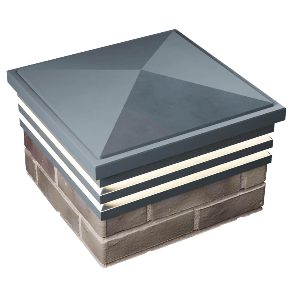 Колпак Zking Бона ХайТек Серый на столб 1.5х1.5 кирпича (385х385мм) с подсветкой в Мичуринске фото