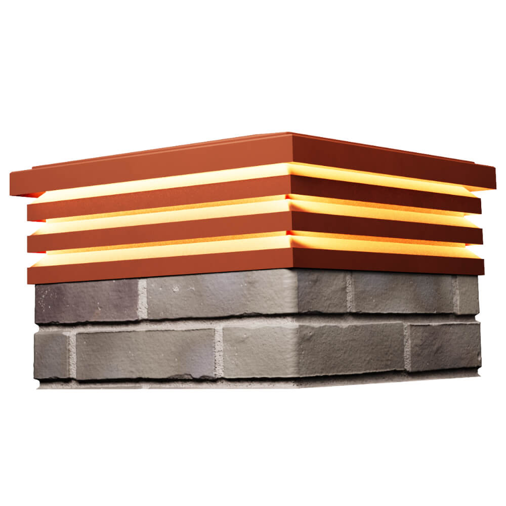 Колпак Zking Бона ХайТек Красный на столб 1.5х1.5 кирпича (385х385мм) с подсветкой в Мичуринске фото