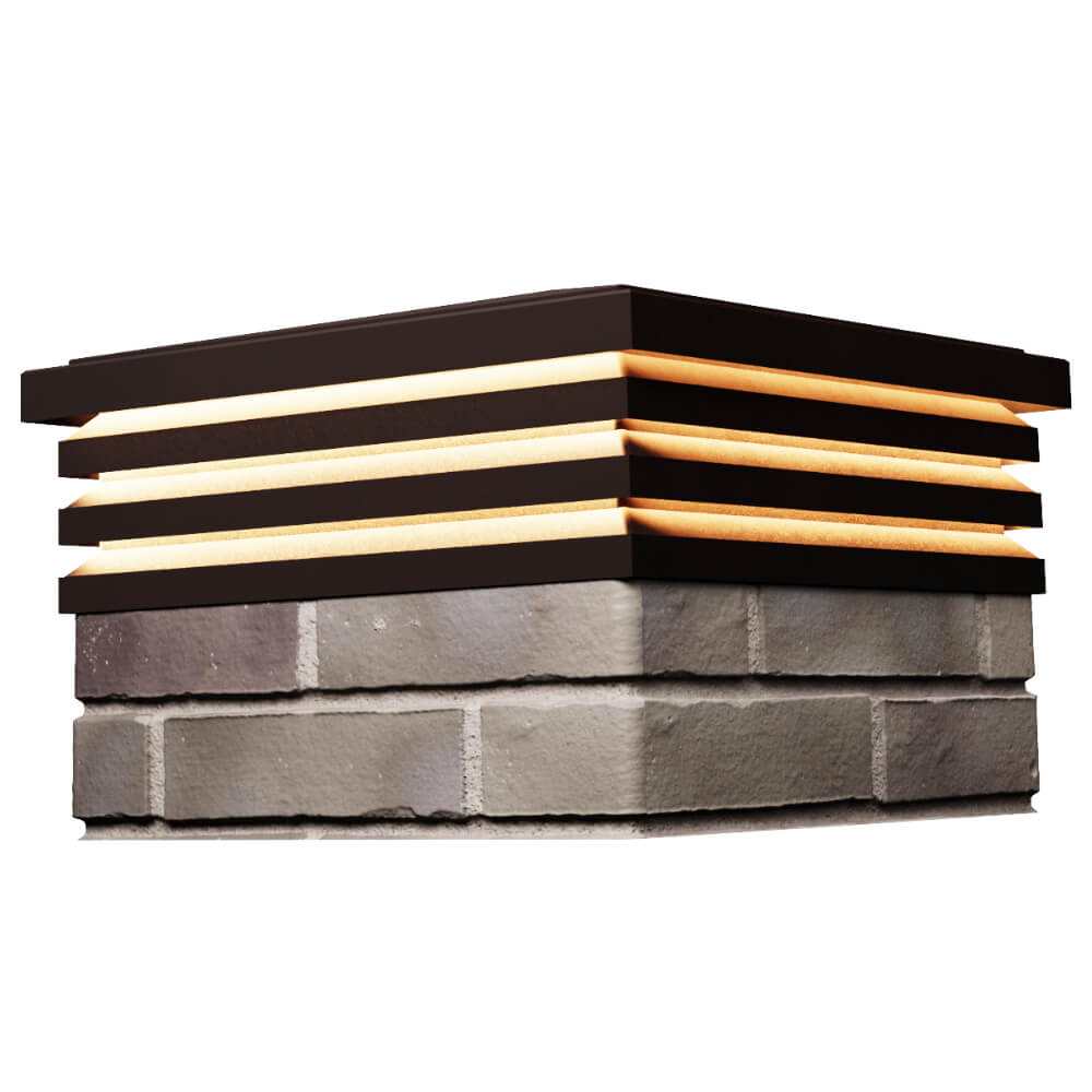 Колпак Zking Бона ХайТек Коричневый на столб 1.5х1.5 кирпича (385х385мм) с подсветкой в Мичуринске фото