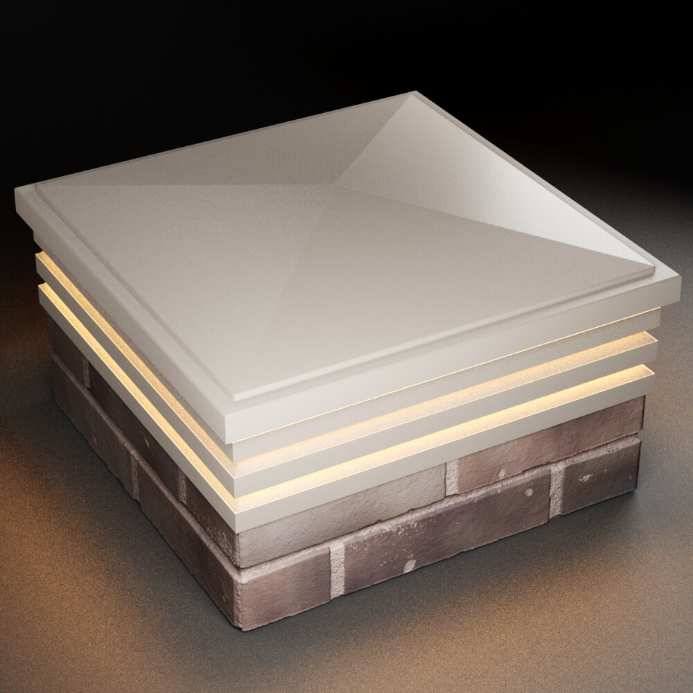 Колпак Zking Бона ХайТек Бежевый на столб 2х2 кирпича (513х513мм) с подсветкой в Мичуринске фото