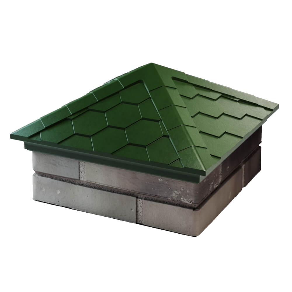 Колпак Zking Эверест Зеленый на столб 1.5х1.5 кирпича (390х390мм) в Мичуринске фото