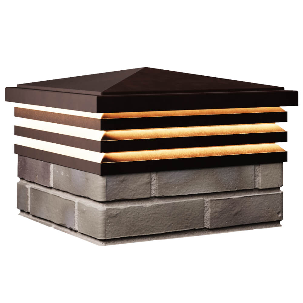 Колпак Zking Бона ХайТек Коричневый на столб 1.5х1.5 кирпича (385х385мм) с подсветкой в Мичуринске фото