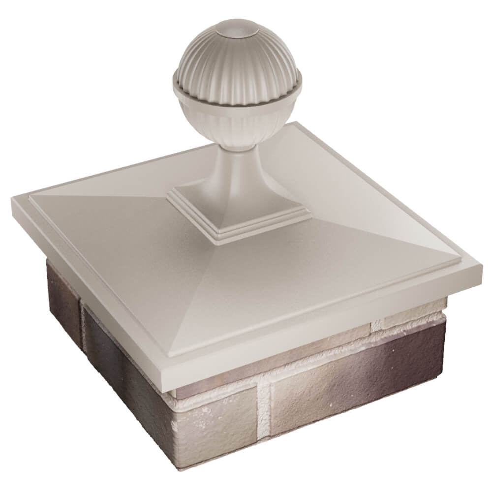 Колпак Zking БонаМоно Бежевый с шаром на столб 1.5х1.5 кирпича (385х385, 400х400мм) в сборе в Мичуринске фото