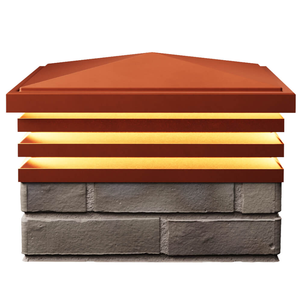 Колпак Zking Бона ХайТек Красный на столб 1.5х1.5 кирпича (385х385мм) с подсветкой в Мичуринске фото