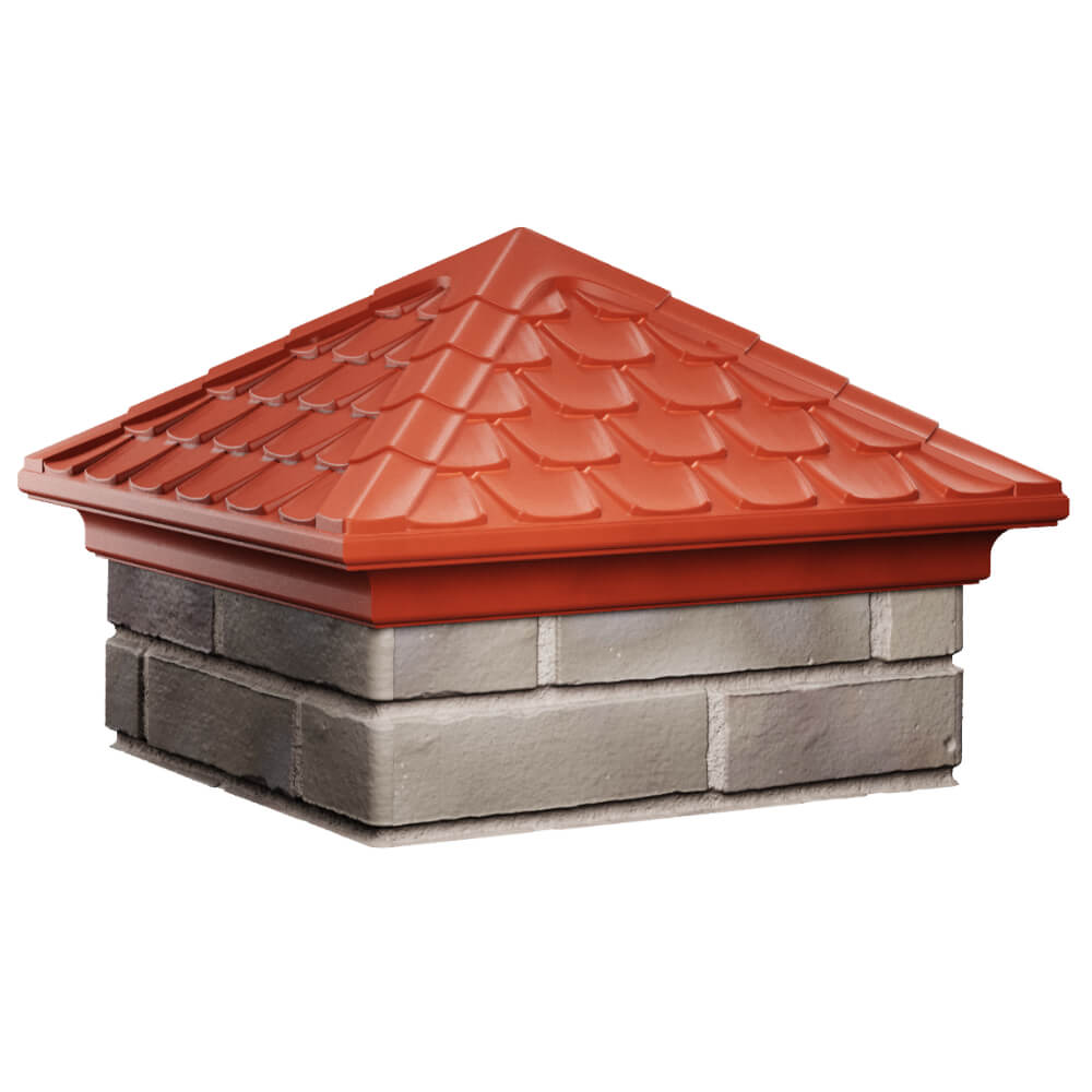 Колпак Zking Эльбрус Красный на столб 1.5х1.5 кирпича (385х385мм) в Мичуринске фото