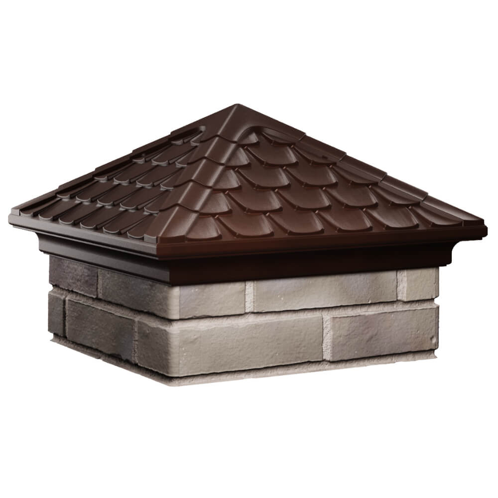 Колпак Zking Эльбрус Коричневый на столб 1.5х1.5 кирпича (385х385мм) в Мичуринске фото