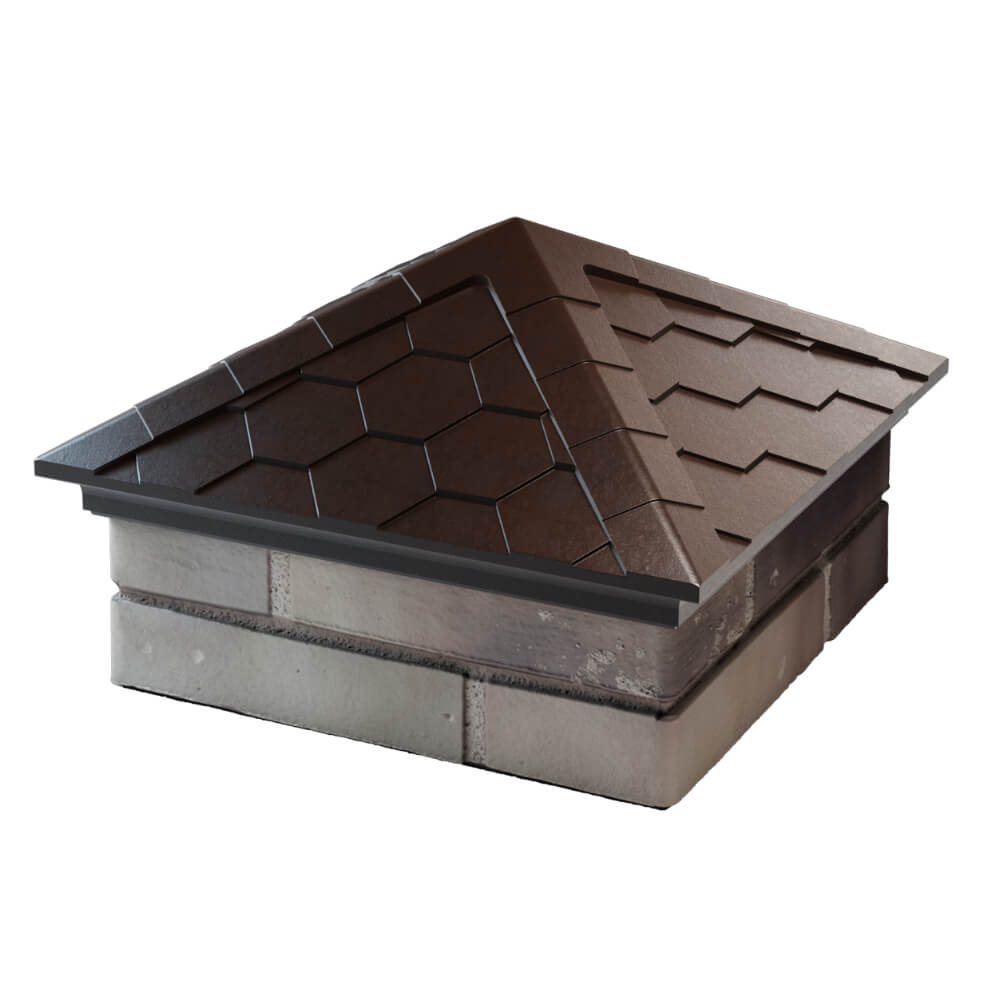 Колпак Zking Эверест Коричневый на столб 1.5х1.5 кирпича (390х390мм) в Мичуринске фото