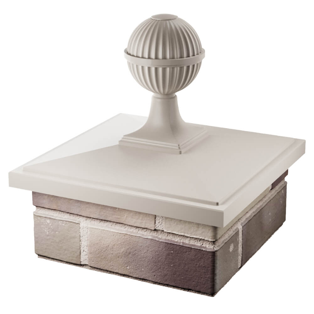 Колпак Zking БонаМоно Бежевый с шаром на столб 1.5х1.5 кирпича (385х385, 400х400мм) в сборе в Мичуринске фото